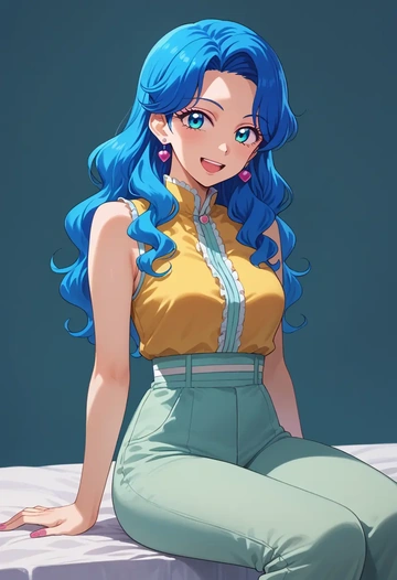 aikatsu!_(series),kiriya_aoi,jumpsuit,sleeveless,flare pants  - AI generated anime art