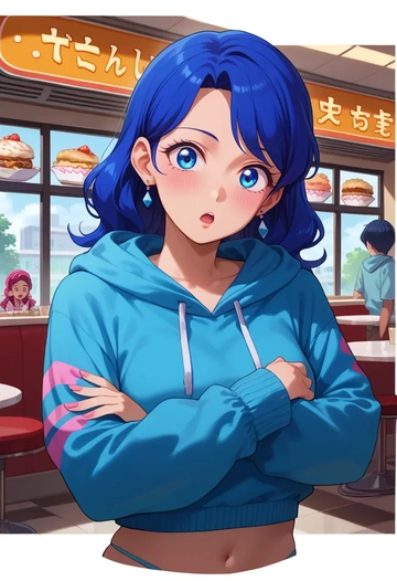 aikatsu!_(series),kiriya_aoi,hoodie,cropped,high-waisted joggers  - AI generated anime art