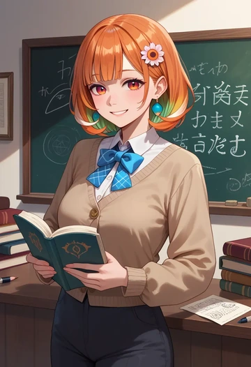 hololive,kiryu_coco_(1st_costume),teacher, sweater  - AI generated anime art