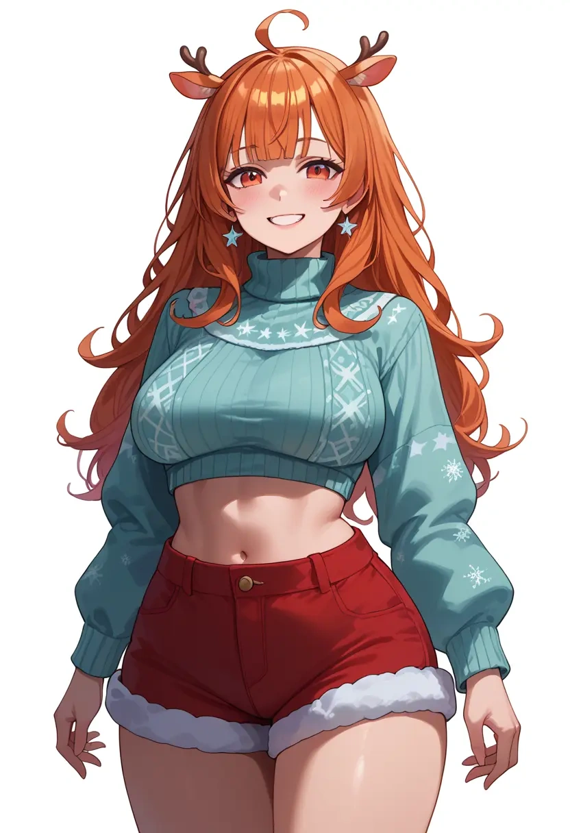 hololive,kiryu_coco_(1st_costume),Christmas,red velvet shorts,turtleneck sweater  - 