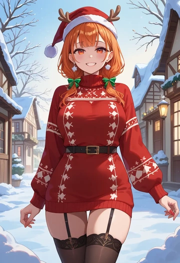 hololive,kiryu_coco,sweater,stockings,Thigh garters  - AI generated anime art