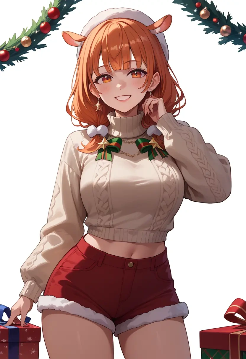 hololive,kiryu_coco,Christmas,red velvet shorts,turtleneck sweater  - 