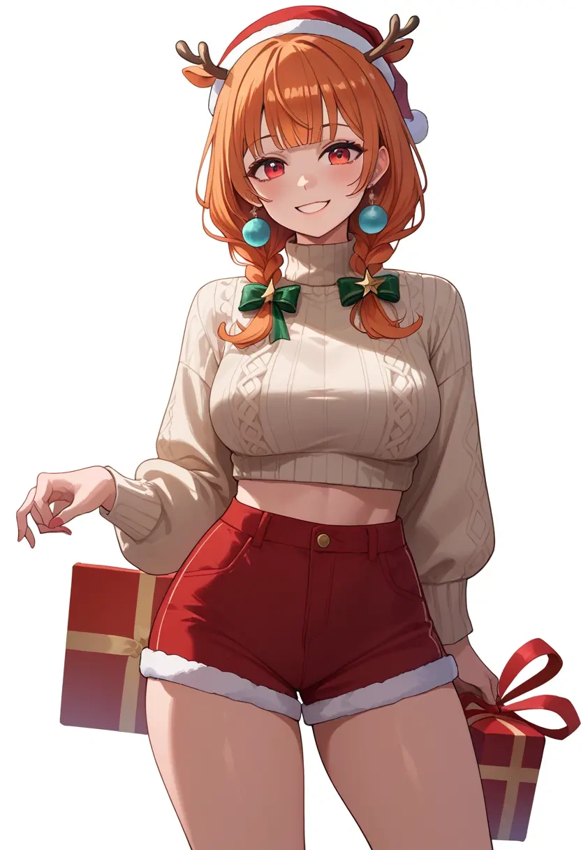 hololive,kiryu_coco,Christmas,red velvet shorts,turtleneck sweater  - 