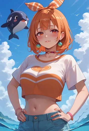 hololive,kiryu_coco,crop top,loose joggers,headset  - AI generated anime art