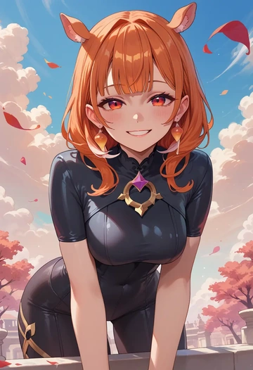 hololive,kiryu_coco,black widow bodysuit,spiderweb cape,leather gloves  - AI generated anime art