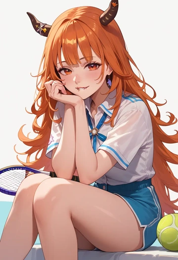 hololive,kiryu_coco,tennis polo,skort  - AI generated anime art