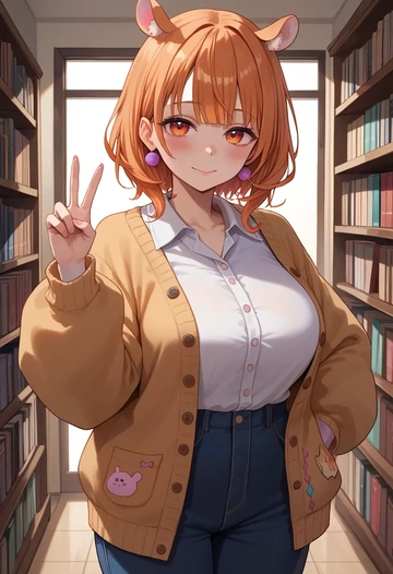 hololive,kiryu_coco,cardigan,oversized,wide-leg pants  - AI generated anime art