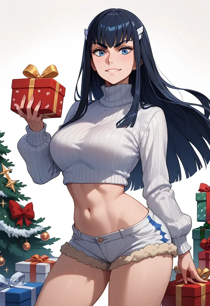 kill_la_kill,kiryuuin_satsuki,Christmas,red velvet shorts,turtleneck sweater  - 