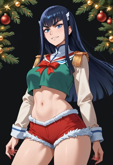 kill_la_kill,kiryuuin_satsuki,Christmas,red velvet shorts  - AI generated anime art