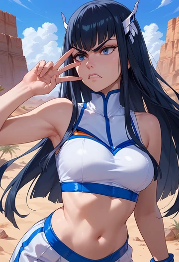 kill_la_kill,kiryuuin_satsuki,sports crop,high-waisted shorts  - AI generated anime art