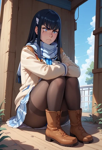 kill_la_kill,kiryuuin_satsuki,winter,student uniform,down jacket  - AI generated anime art