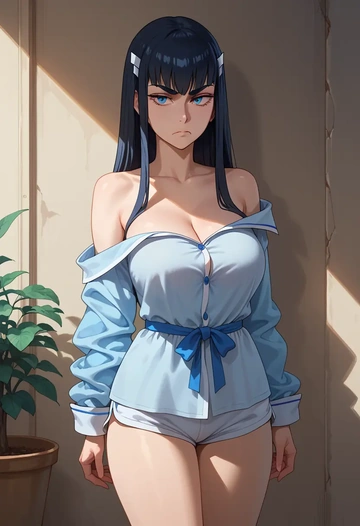 kill_la_kill,kiryuuin_satsuki,pajamas, low-waisted shorts  - AI generated anime art