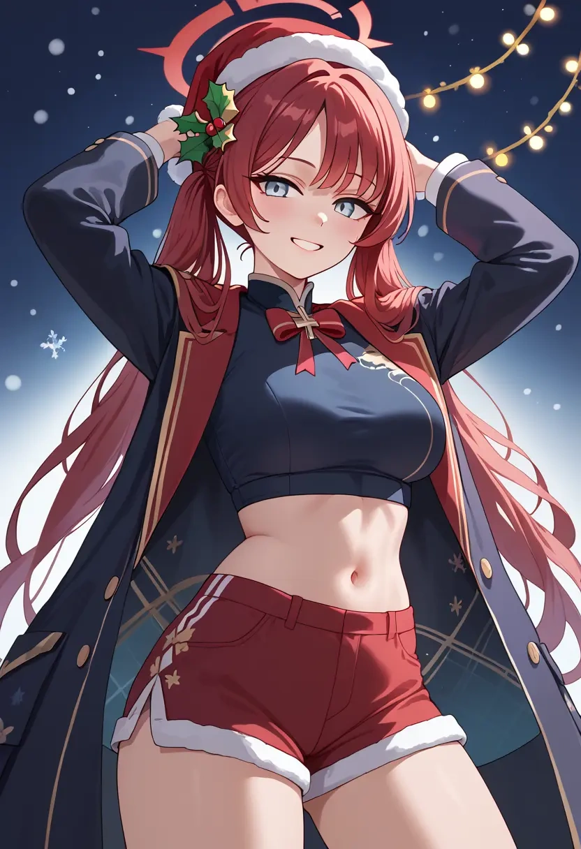 blue_archive,kisaki_(blue_archive),Christmas,red velvet shorts  - 