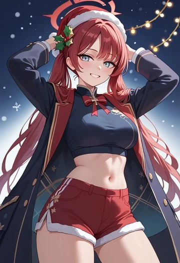 blue_archive,kisaki_(blue_archive),Christmas,red velvet shorts  - AI generated anime art