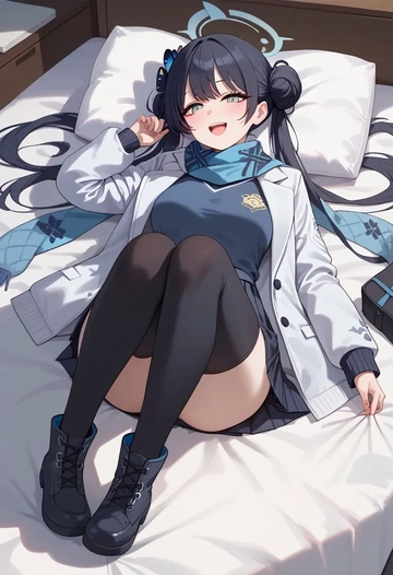 blue_archive,kisaki_(blue_archive),winter,student uniform,puffer jacket  - AI generated anime art