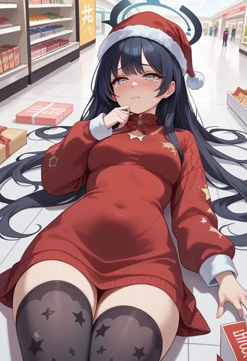 blue_archive,kisaki_(blue_archive),Christmas,sweater dress,stockings  - AI generated anime art