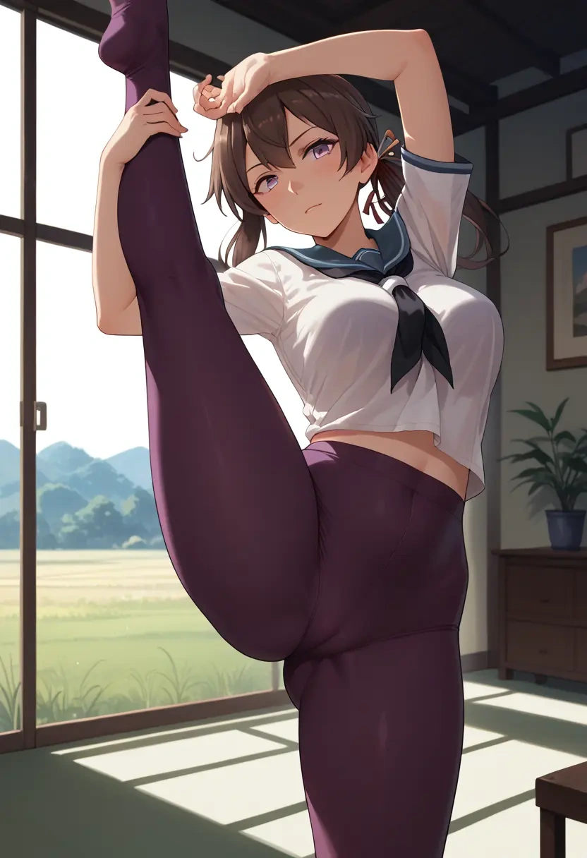 kantai_collection,kisaragi_(kancolle),yoga, standing split,sexy,  - 