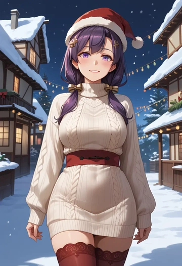 kantai_collection,kisaragi_(kancolle),Christmas,sweater dress,stockings  - AI generated anime art