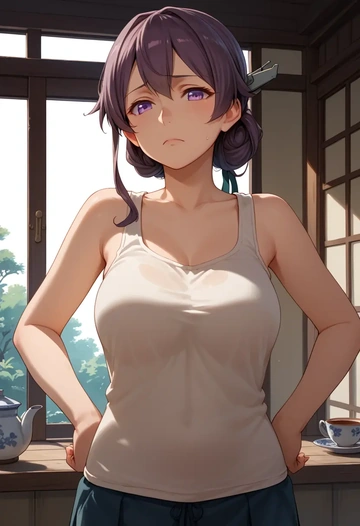 kantai_collection,kisaragi_(kancolle),tank top,drawstring pants  - AI generated anime art