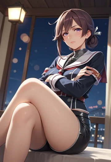 kantai_collection,kisaragi_(kancolle),leather,shorts  - AI generated anime art