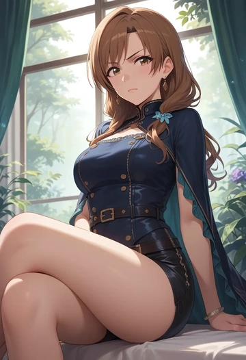 idolmaster,kisaragi_chihaya,leather,shorts  - AI generated anime art