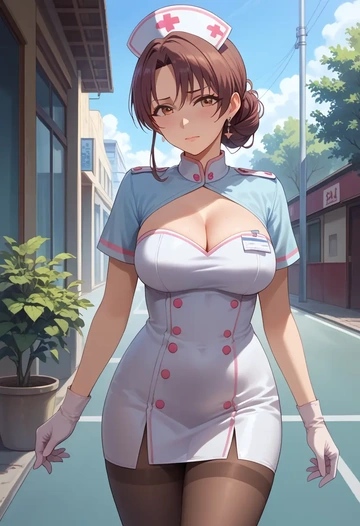 idolmaster,kisaragi_chihaya,nurse, pantyhose,mini skirt  - AI generated anime art