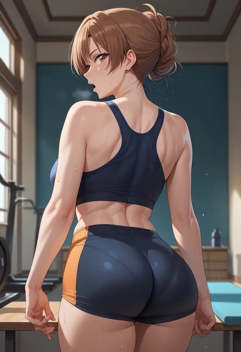 idolmaster,kisaragi_chihaya,yoga shorts  - 