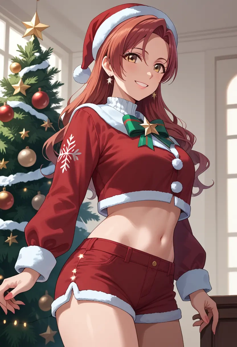 idolmaster,kisaragi_chihaya,Christmas,red velvet shorts  - 