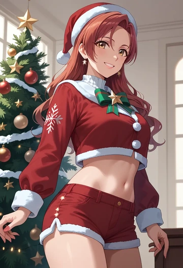 idolmaster,kisaragi_chihaya,Christmas,red velvet shorts  - AI generated anime art