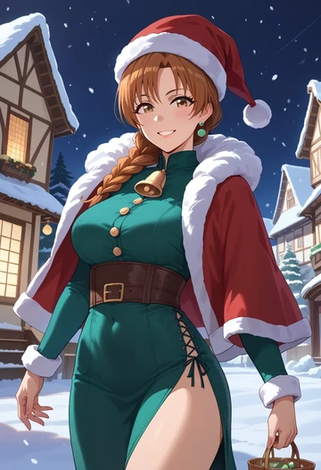 idolmaster,kisaragi_chihaya,Christmas,dress  - AI generated anime art