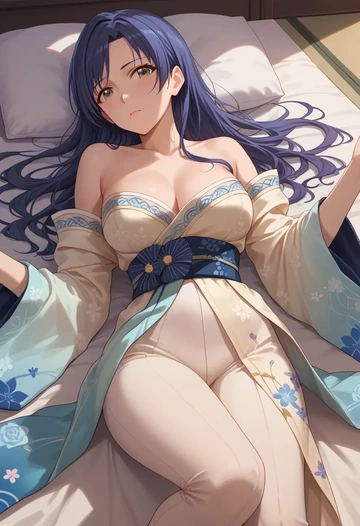 idolmaster,kisaragi_chihaya,kimono,silk,wide-leg trousers  - AI generated anime art