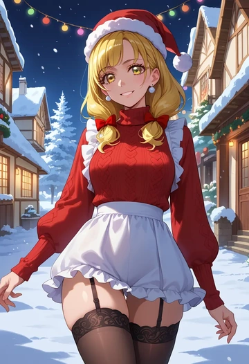 precure,kise_yayoi,sweater,stockings,Thigh garters  - AI generated anime art