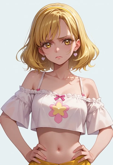 precure,kise_yayoi,off-shoulder top,dolphin shorts  - AI generated anime art