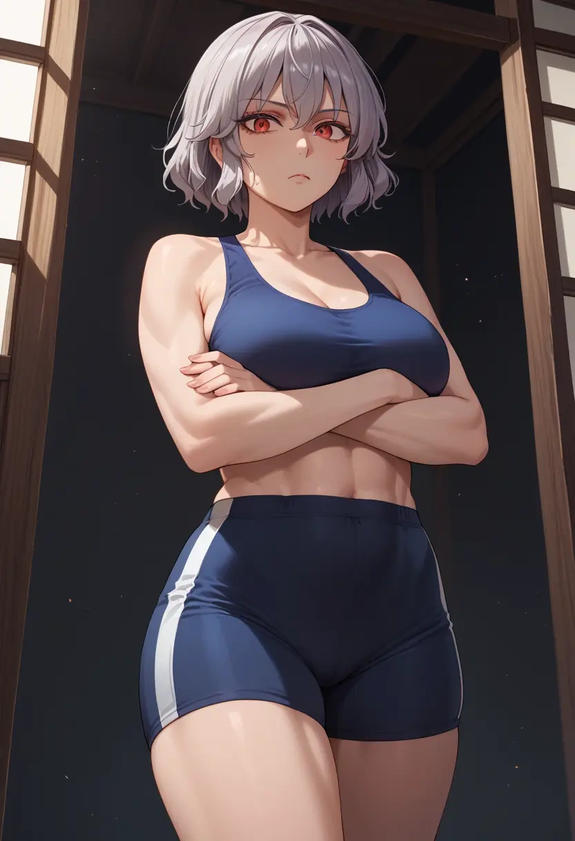 touhou,kishin_sagume,yoga shorts  - 