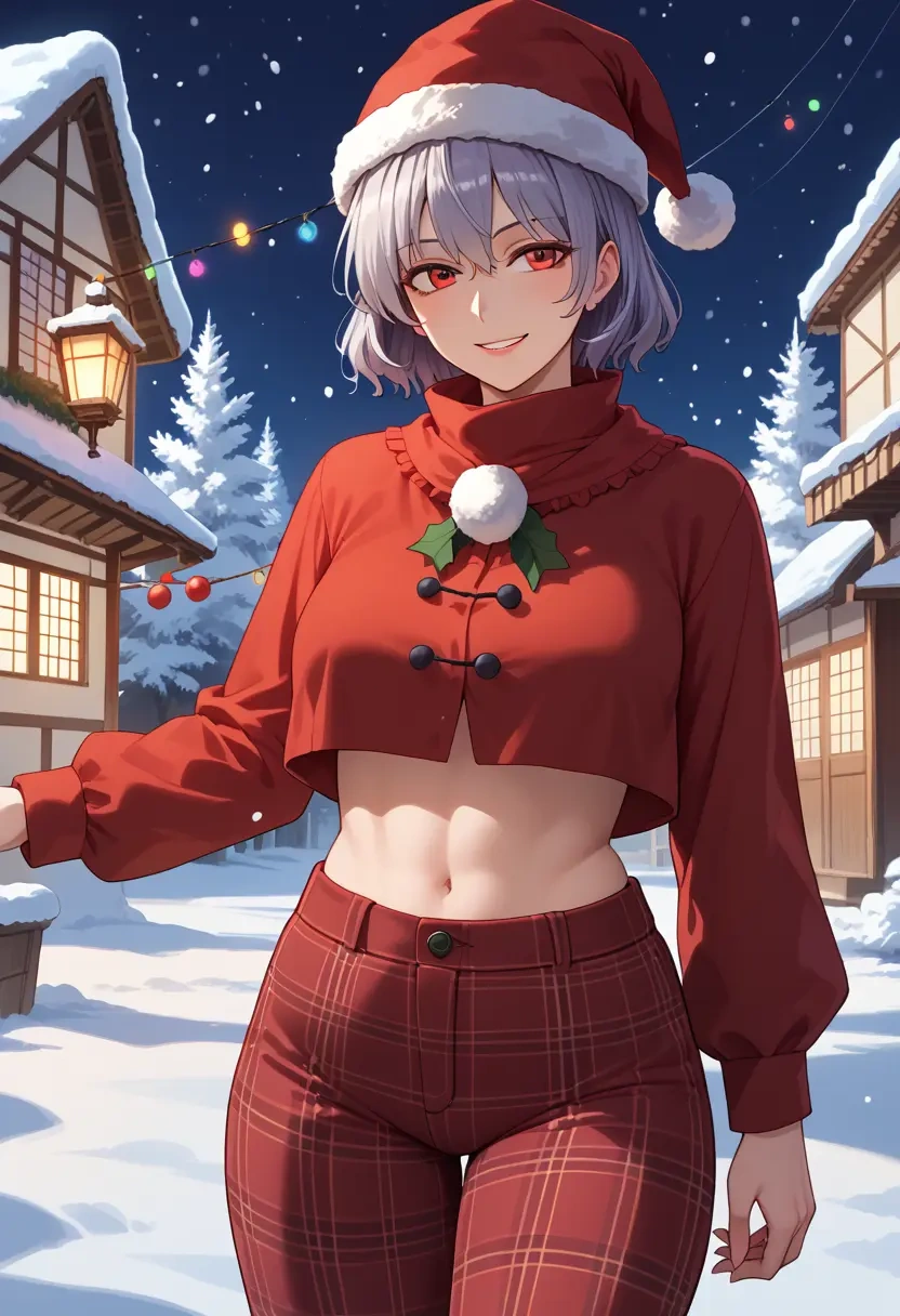 touhou,kishin_sagume,Christmas,plaid trousers  - 