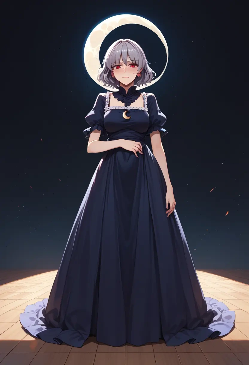 touhou,kishin_sagume,gothic priestess gown,high slit,embroidered veil  - 