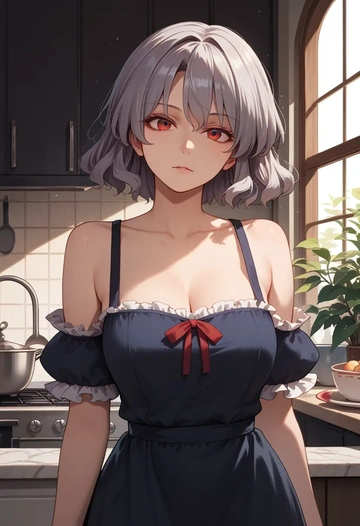 touhou,kishin_sagume,dark fairy blouse,layered tulle skirt,glitter stockings  - AI generated anime art