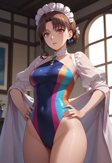 fate_(series),kishinami_hakuno_(female),swimsuit,sexy  - AI generated anime art