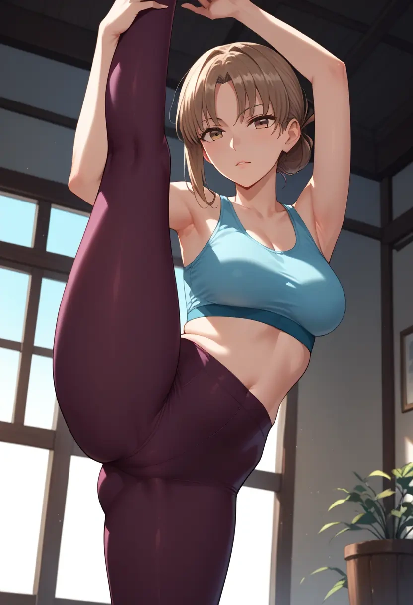 fate_(series),kishinami_hakuno_(female),yoga, standing split,sexy,  - 