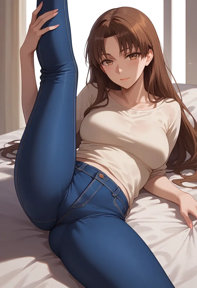 fate_(series),kishinami_hakuno_(female),jeans shorts,spread legs,one leg up,sexy  - 