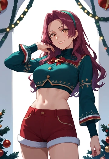 fate_(series),kishinami_hakuno_(female),Christmas,red velvet shorts  - AI generated anime art