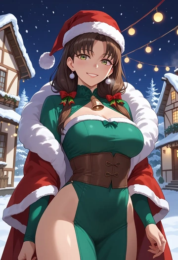 fate_(series),kishinami_hakuno_(female),Christmas,dress  - AI generated anime art