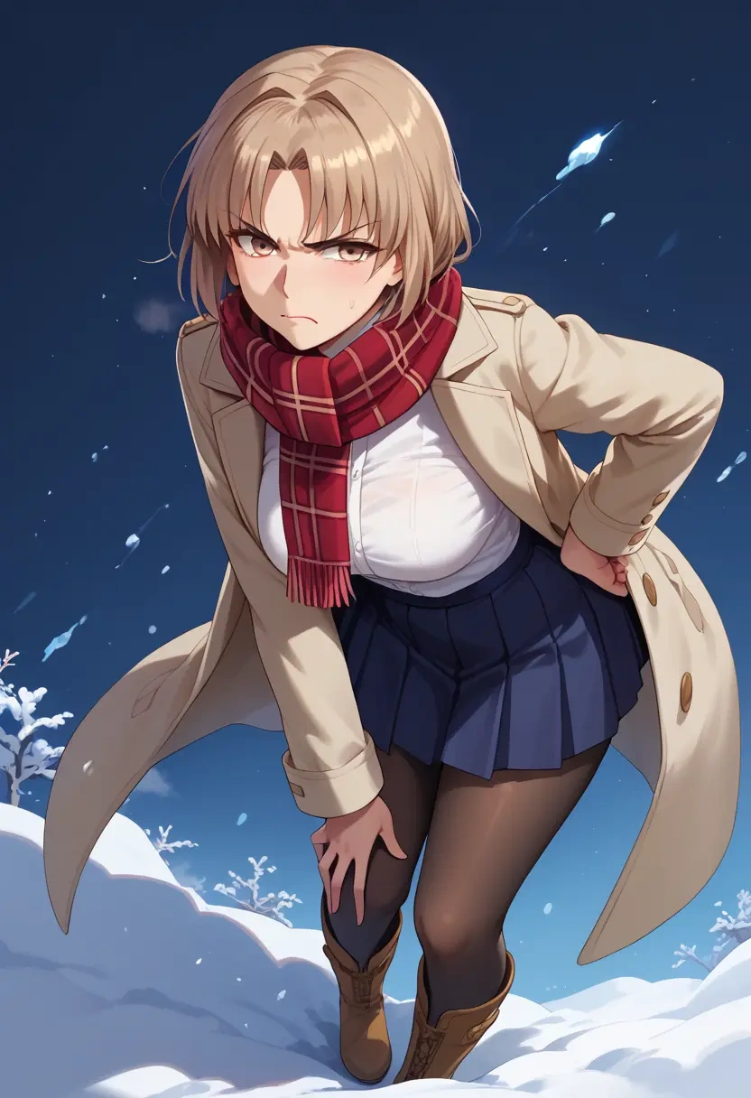 fate_(series),kishinami_hakuno_(female),winter,student uniform,fur-trimmed coat  - 