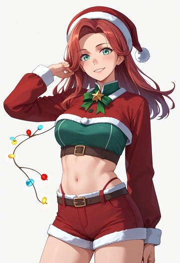 kantai_collection,kiso_(kancolle),Christmas,red velvet shorts  - AI generated anime art