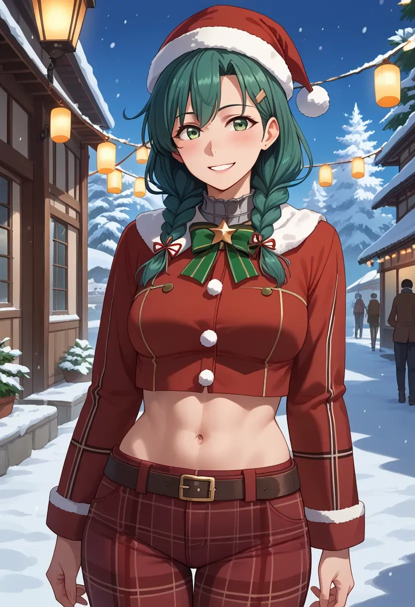 kantai_collection,kiso_(kancolle),Christmas,plaid trousers  - 