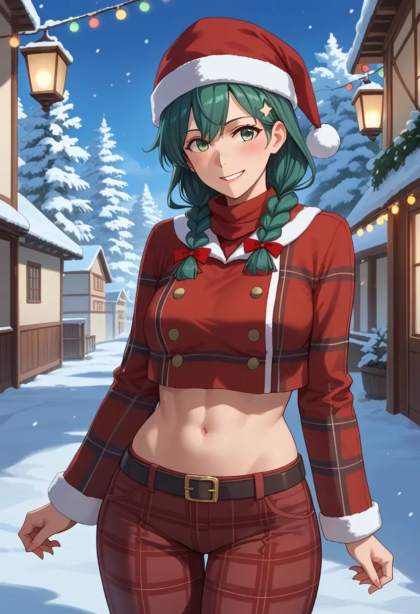 kantai_collection,kiso_(kancolle),Christmas,plaid trousers  - 