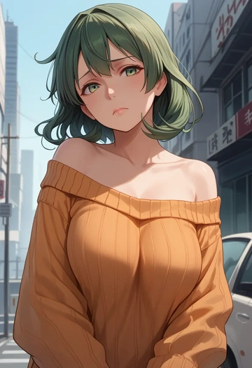 kantai_collection,kiso_(kancolle),orange,sweater  - AI generated anime art