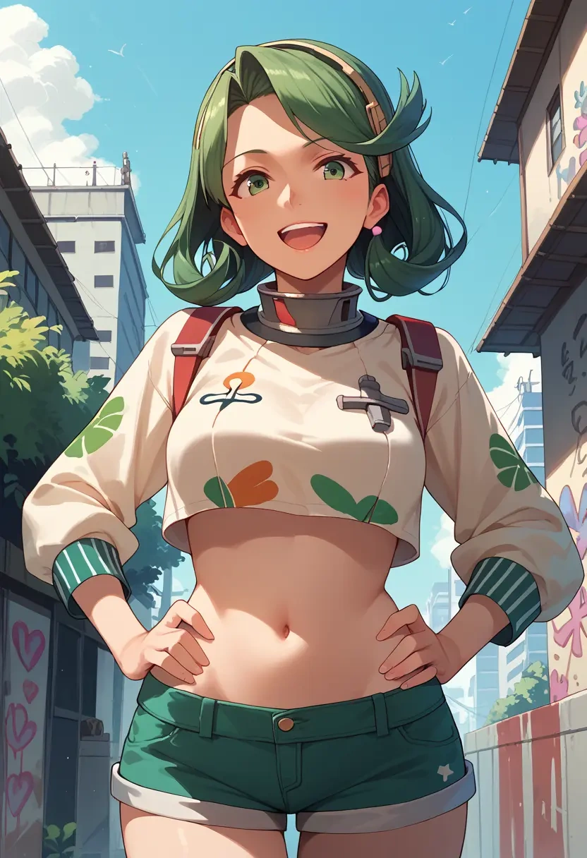 kantai_collection,kiso_(kancolle),cropped graffiti sweatshirt,dolphin shorts  - 