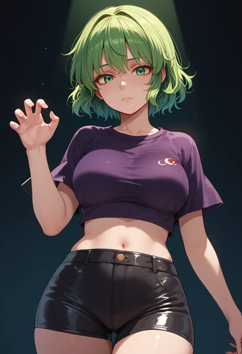 touhou,kisume,leather,shorts,crop top  - 