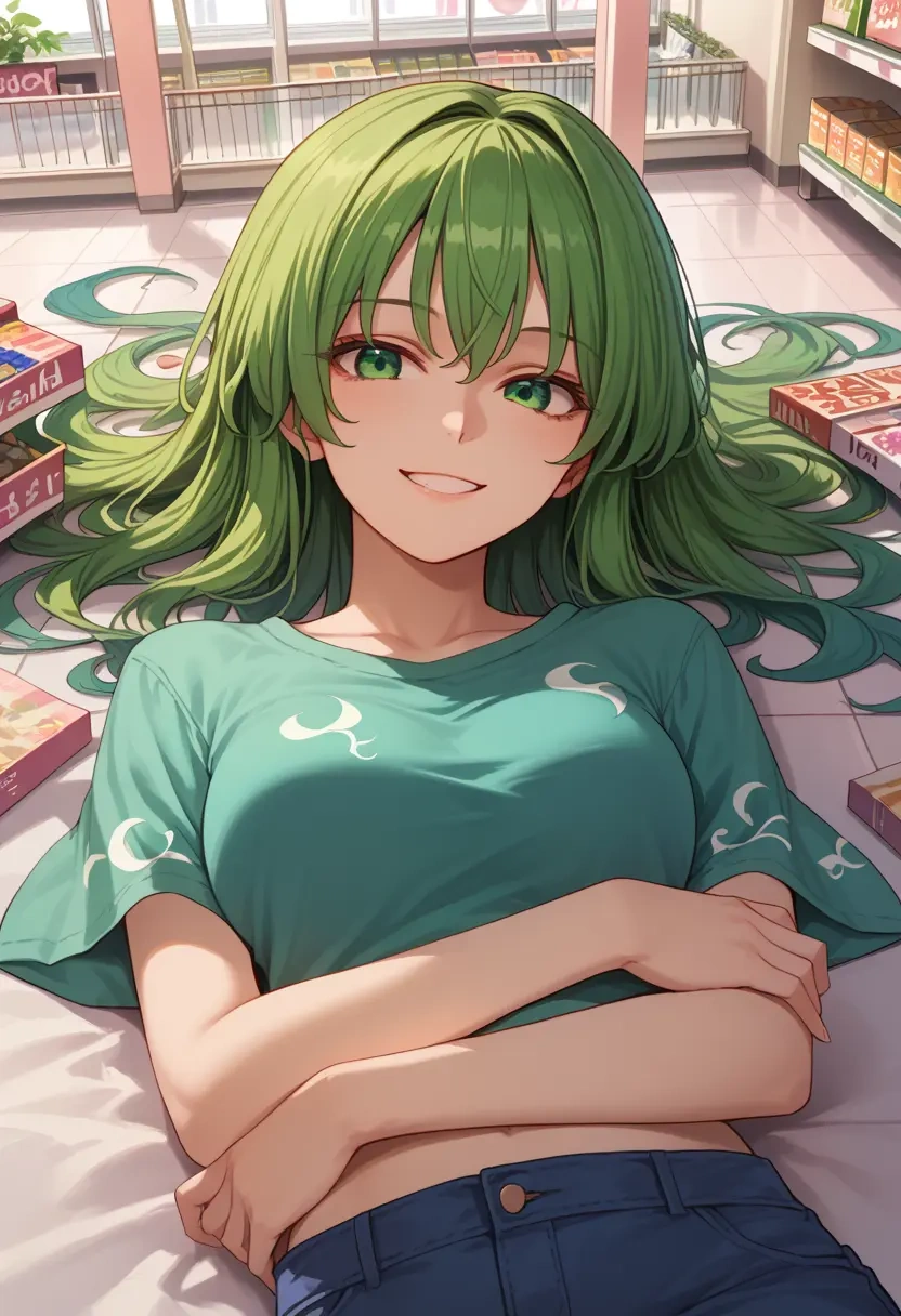 touhou,kisume,crop graffiti tee,dolphin shorts  - 